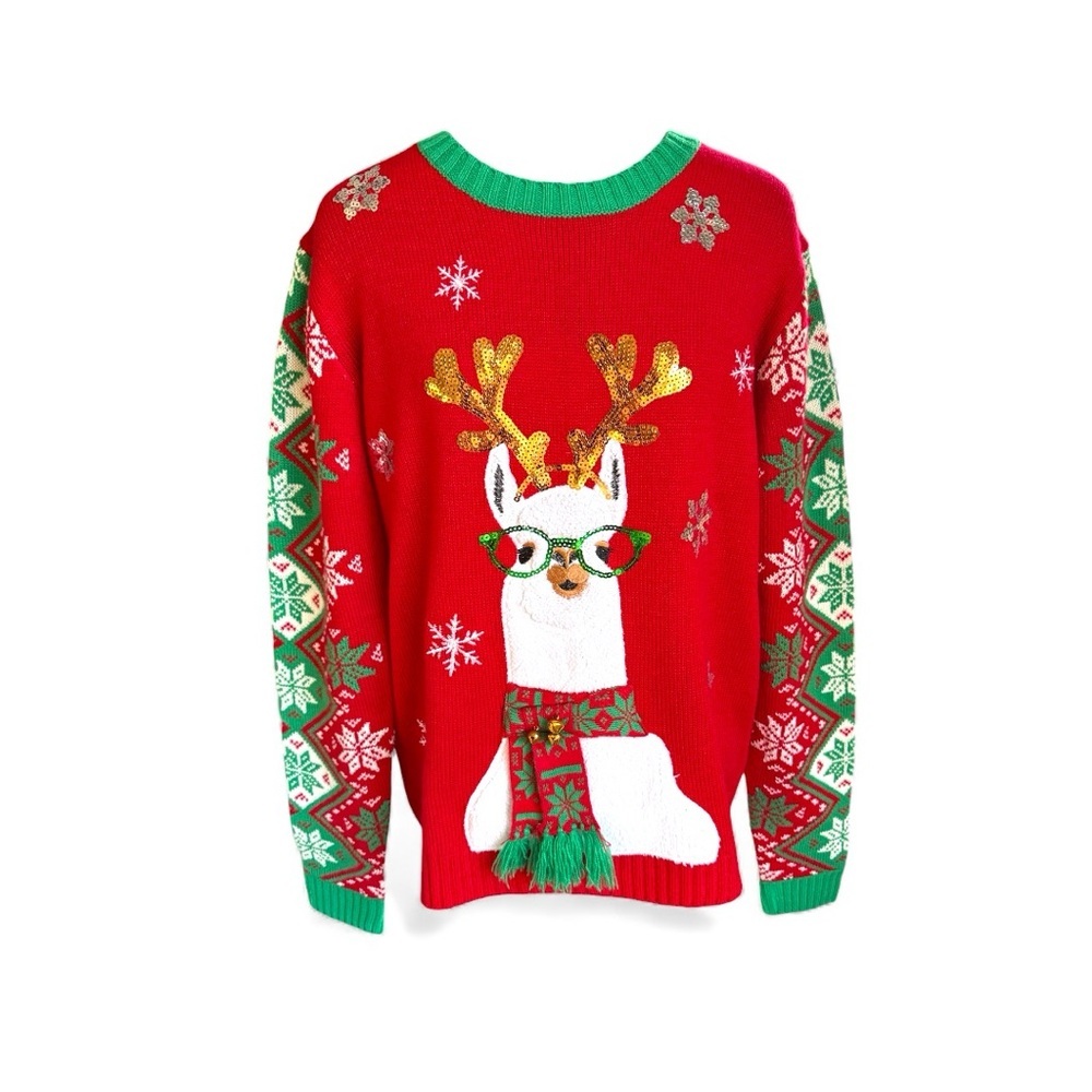 Target 33 Degrees Red and Green Llama Holiday Sweater